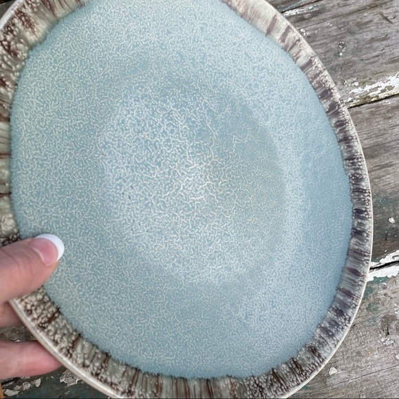 Pier 1 blue handpainted stoneware dinner plate - Picture 7 of 17